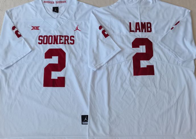 Men Oklahoma Sooners #2 Lamb White 2025 NCAA Jersey->ncaa teams->NCAA Jersey
